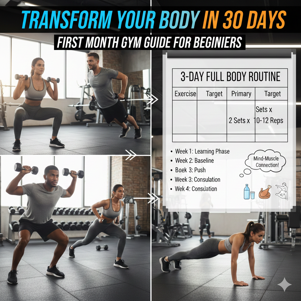 First Month Gym Guide for Beginners – 30-Day Workout and Nutrition Plan