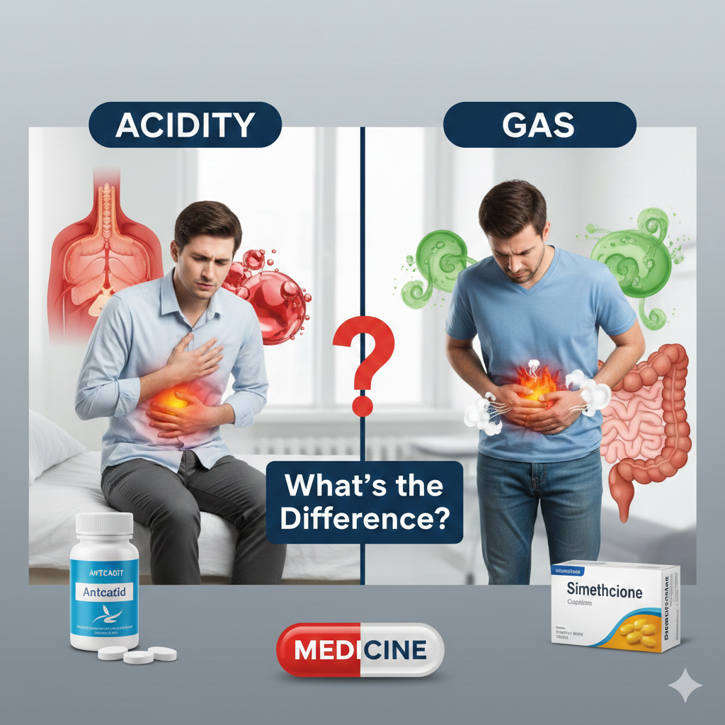 Acidity vs Gas – What’s the Difference showing abdominal bloating and gas pain