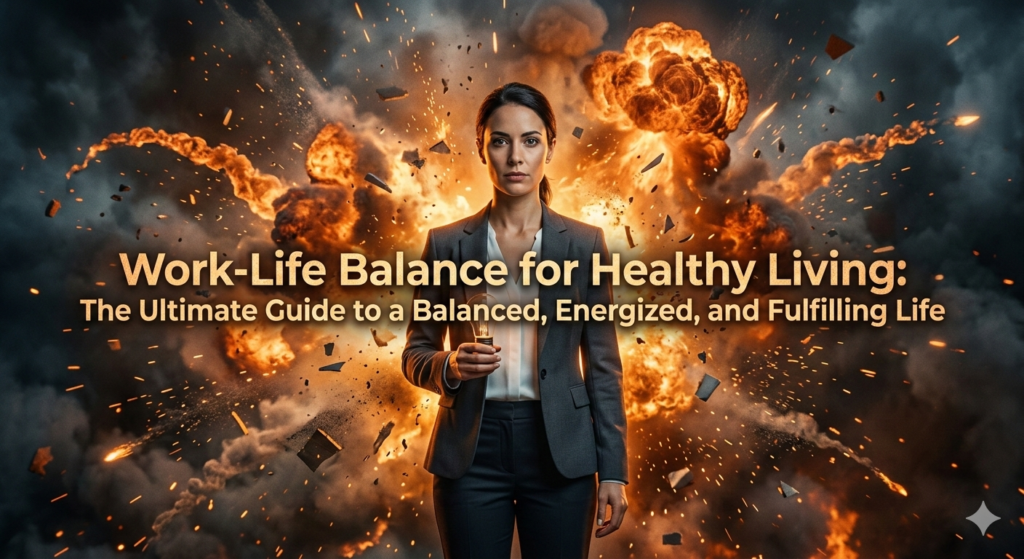 Healthy lifestyle for work-life balance including exercise, mindfulness, and nutrition